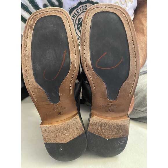 Pronto Uomo Firenze Mens Black Leather Sandals SZ 10M/Italy - Picture 2 of 5